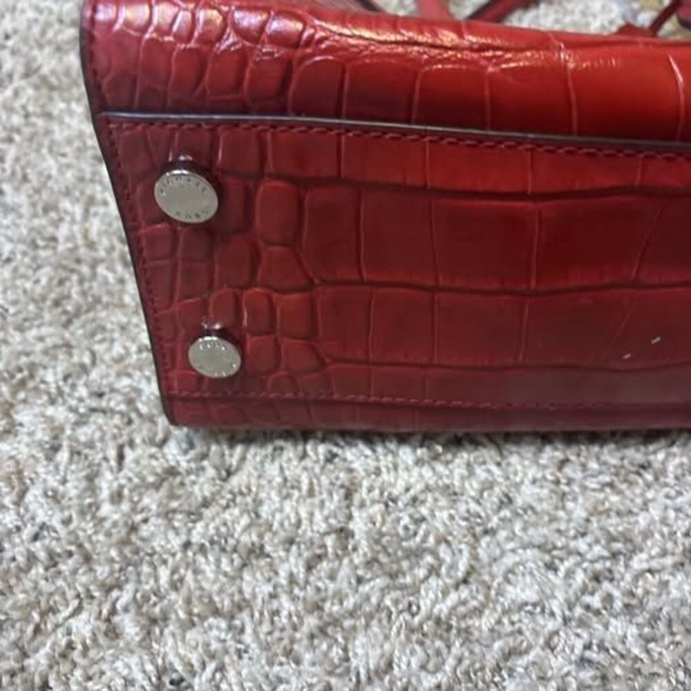 Michael Kors Tote Shoulderbag Dillon Crocodile Red Leather Removable Strap Y2K - Picture 6 of 10